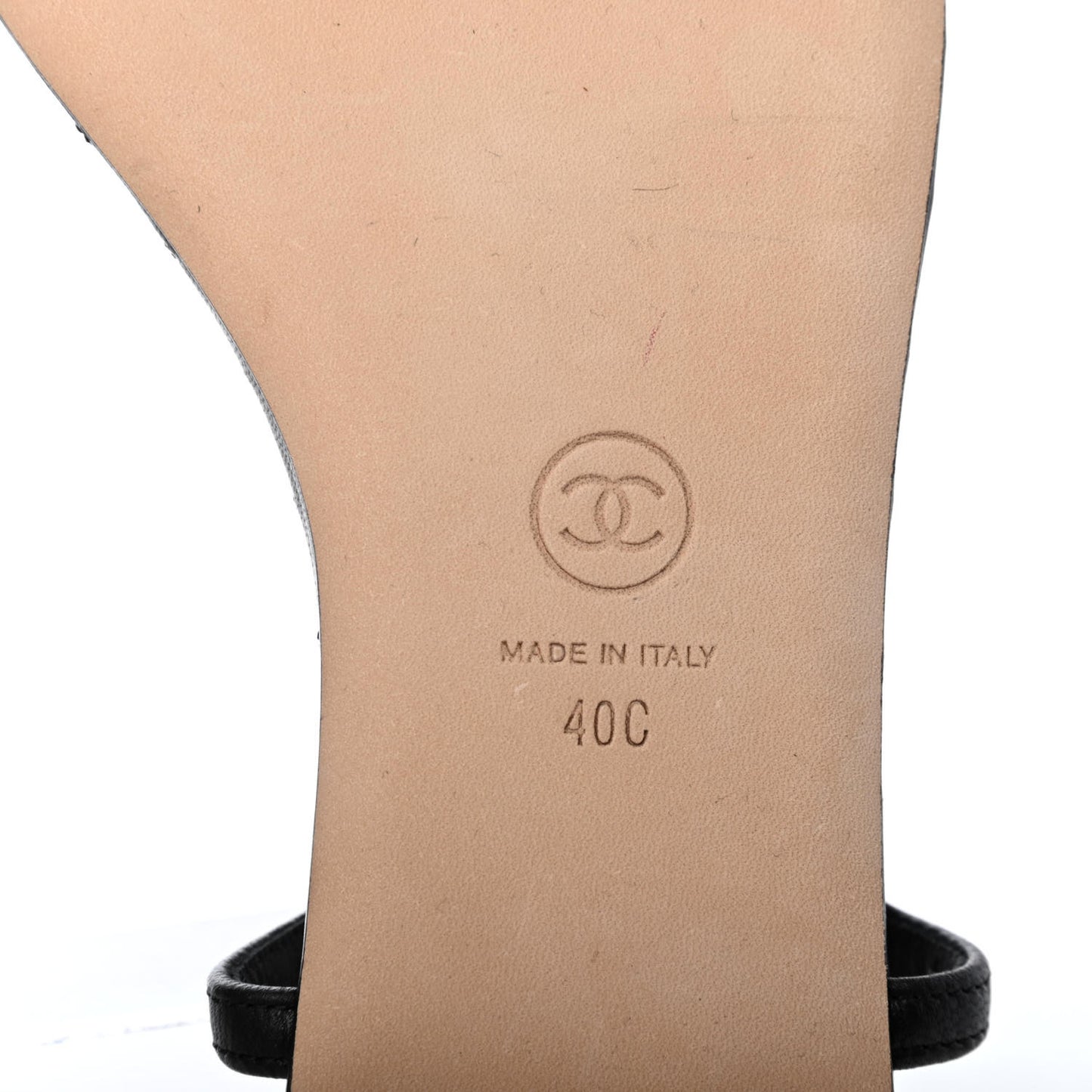 Lambskin Chain CC Logo Thong Sandals 40 Black