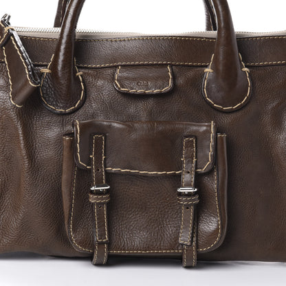Chloe Calfskin Edith Satchel Brown 7 of 9