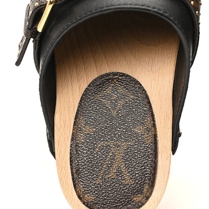 Louis Vuitton Calfskin Patent Monogram Cottage Clog Mules 39 Black 8 of 11