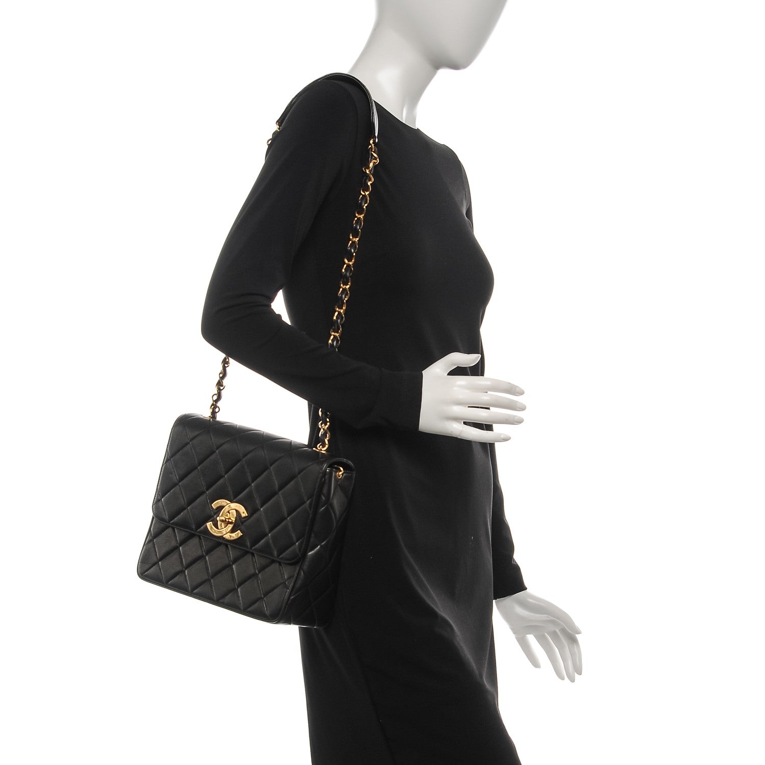 Chanel Lambskin Quilted Medium Single Flap Black 2 of 10