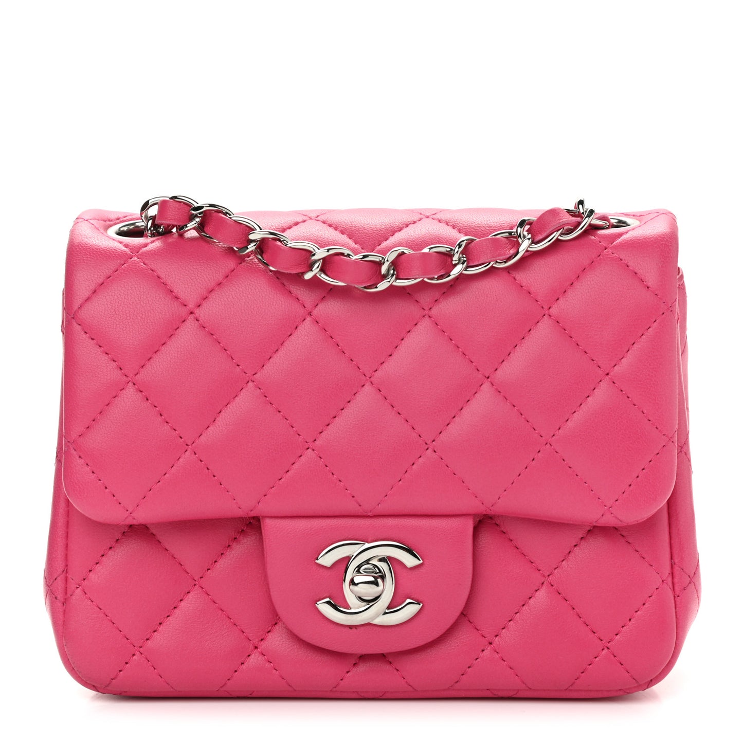Lambskin Quilted Mini Square Flap Pink