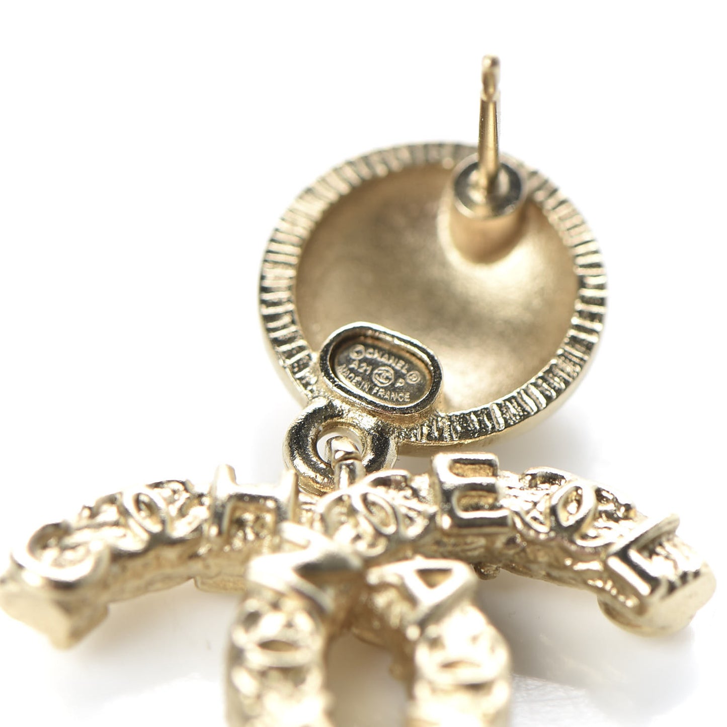 Crystal CC Drop Logo Earrings Gold
