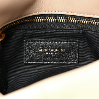 Saint Laurent Lambskin Quilted Small Loulou Puffer Monogram Chain Satchel Dark Beige 6 of 13