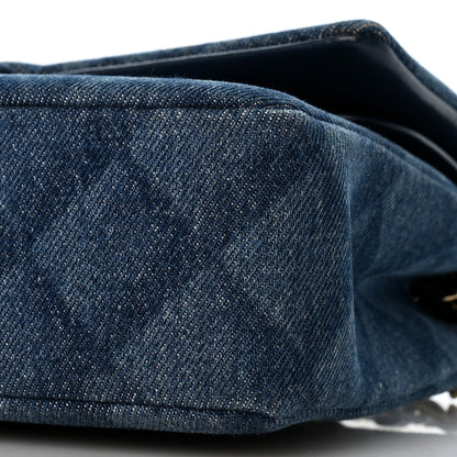 Chanel Printed Denim Quilted Medium Double Flap Light Blue 10 of 11