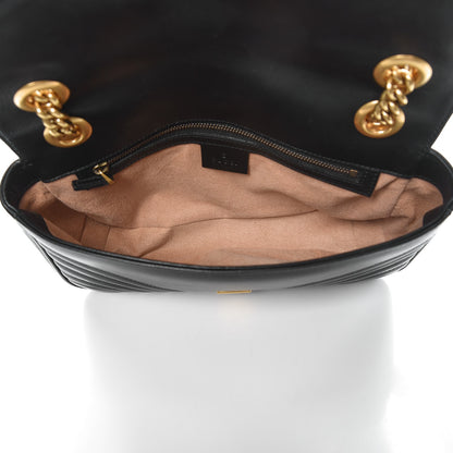 Gucci Calfskin Matelasse Small GG Marmont Shoulder Bag Black 5 of 9