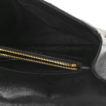 Saint Laurent Sheepskin Matelasse Chevron Monogram Medium College Bag Black 5 of 11