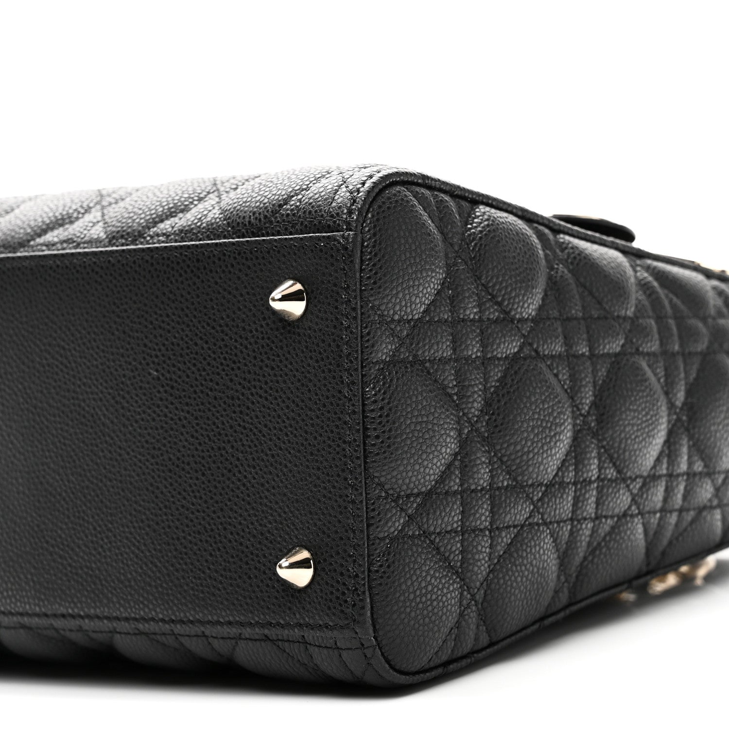 Christian Dior Grained Calfskin Cannage Medium Lady Dior Black 10 of 11