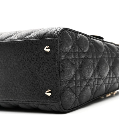 Christian Dior Grained Calfskin Cannage Medium Lady Dior Black 10 of 11