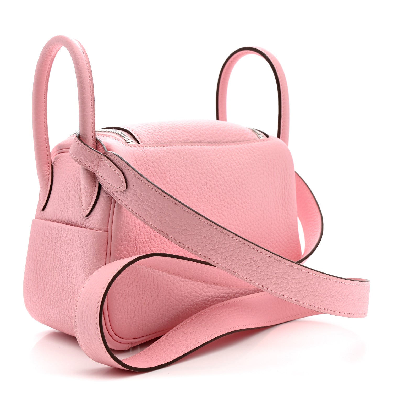 Hermes Taurillon Clemence Verso Mini Lindy 20 Rose Sakura Gris Perle 3 of 10