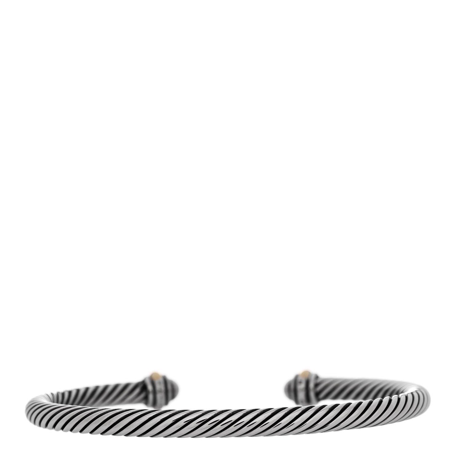 David Yurman Sterling Silver 18K Yellow Gold 4mm Cable Classics Bracelet 2 of 4
