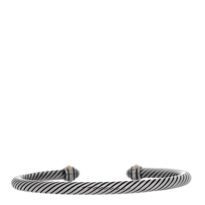 David Yurman Sterling Silver 18K Yellow Gold 4mm Cable Classics Bracelet 2 of 4