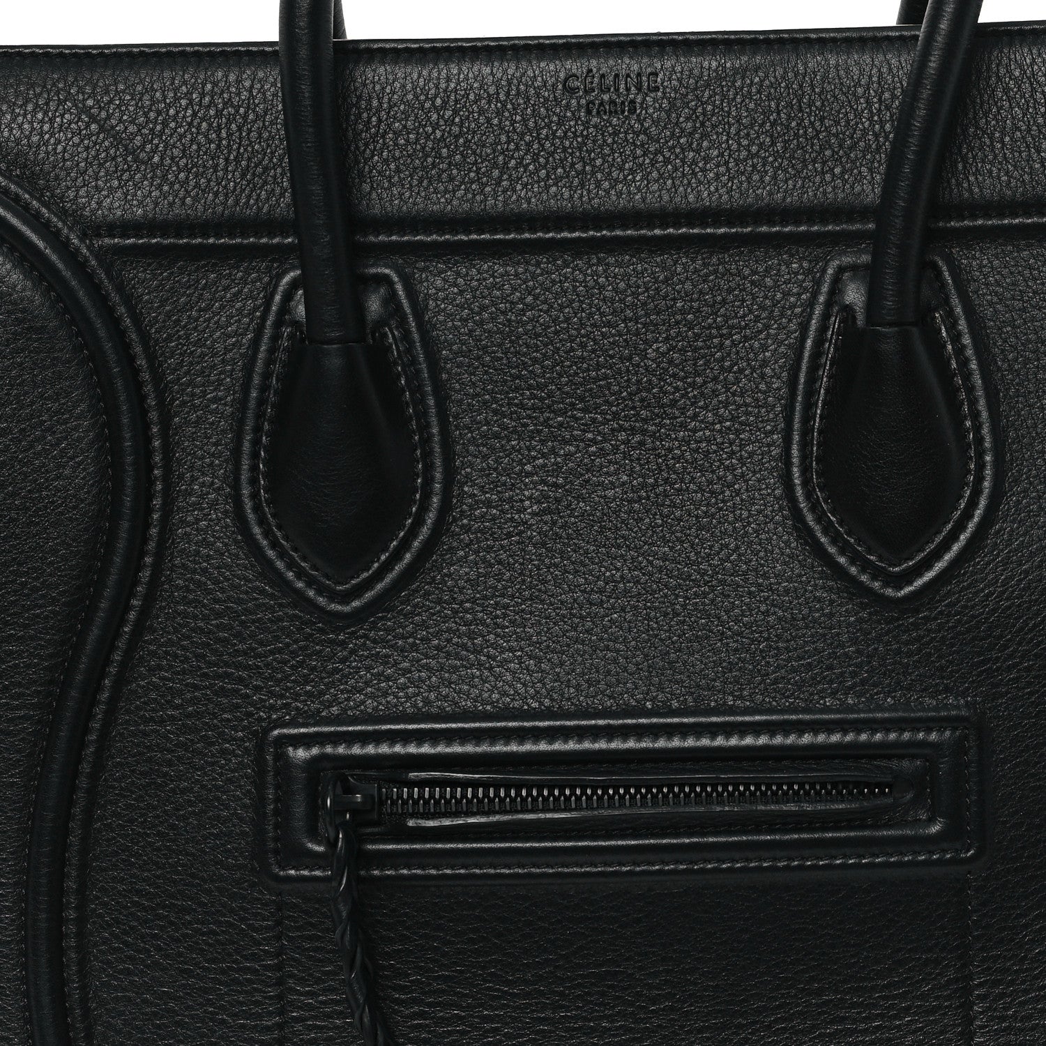 Celine Grained Calfskin Medium Phantom Luggage Black 7 of 11