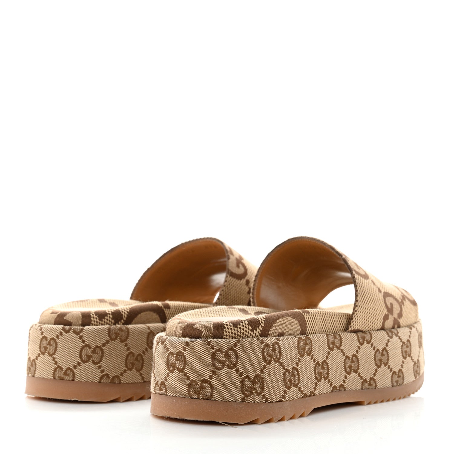 Gucci Monogram Maxi GG Angelina Platform 55mm Slide Sandals 36 Camel Ebony 4 of 9