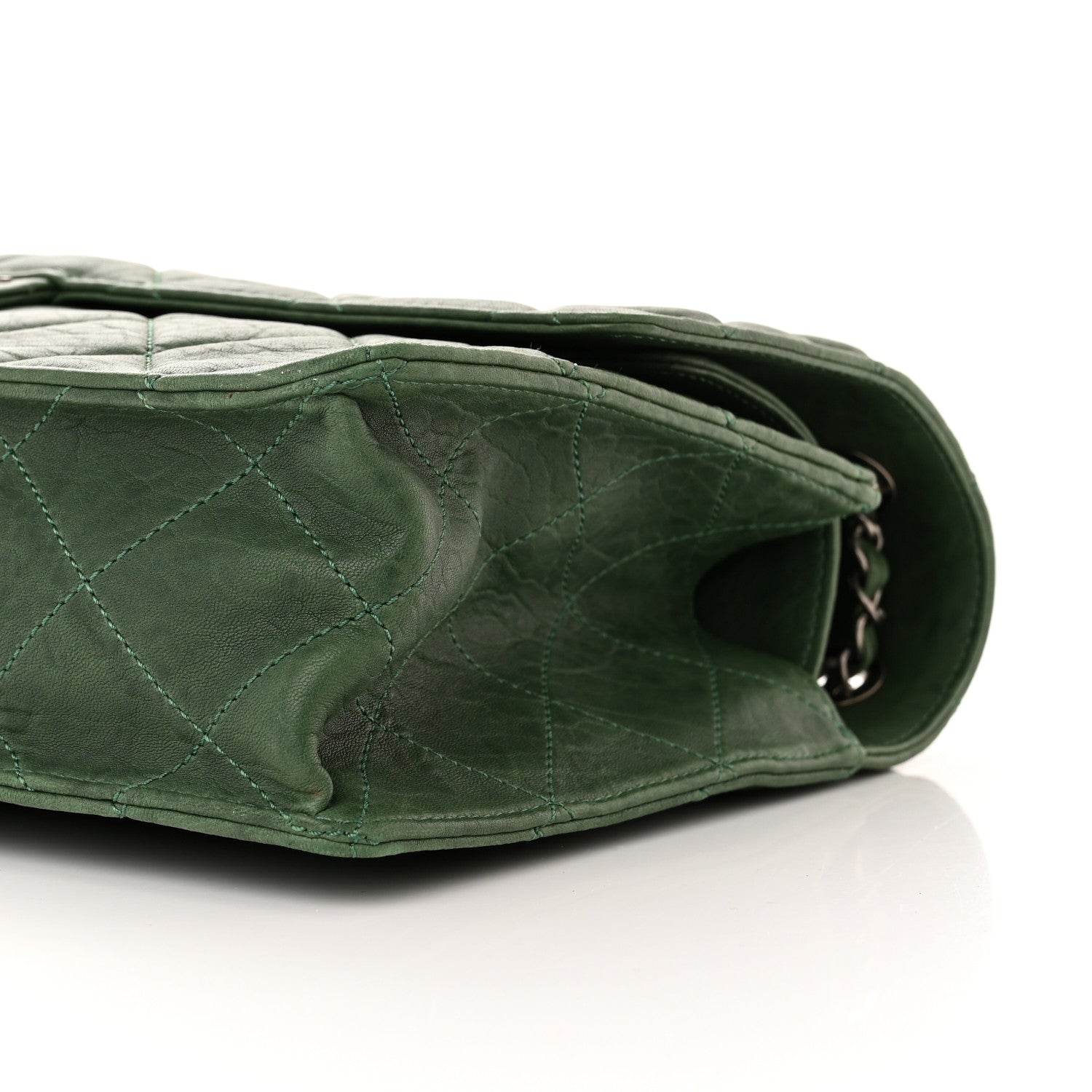 Chanel Washed Lambskin Quilted Maxi Take Away Flap Green 10 of 11