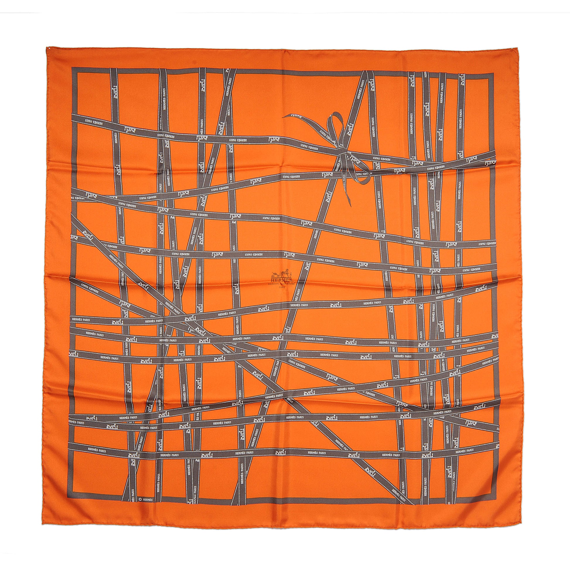 Hermes Silk Bolduc Orange Scarf 90 2 of 5