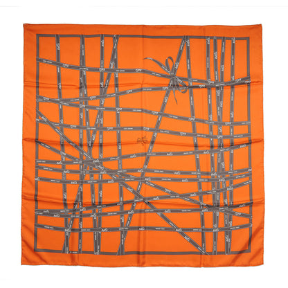 Hermes Silk Bolduc Orange Scarf 90 2 of 5
