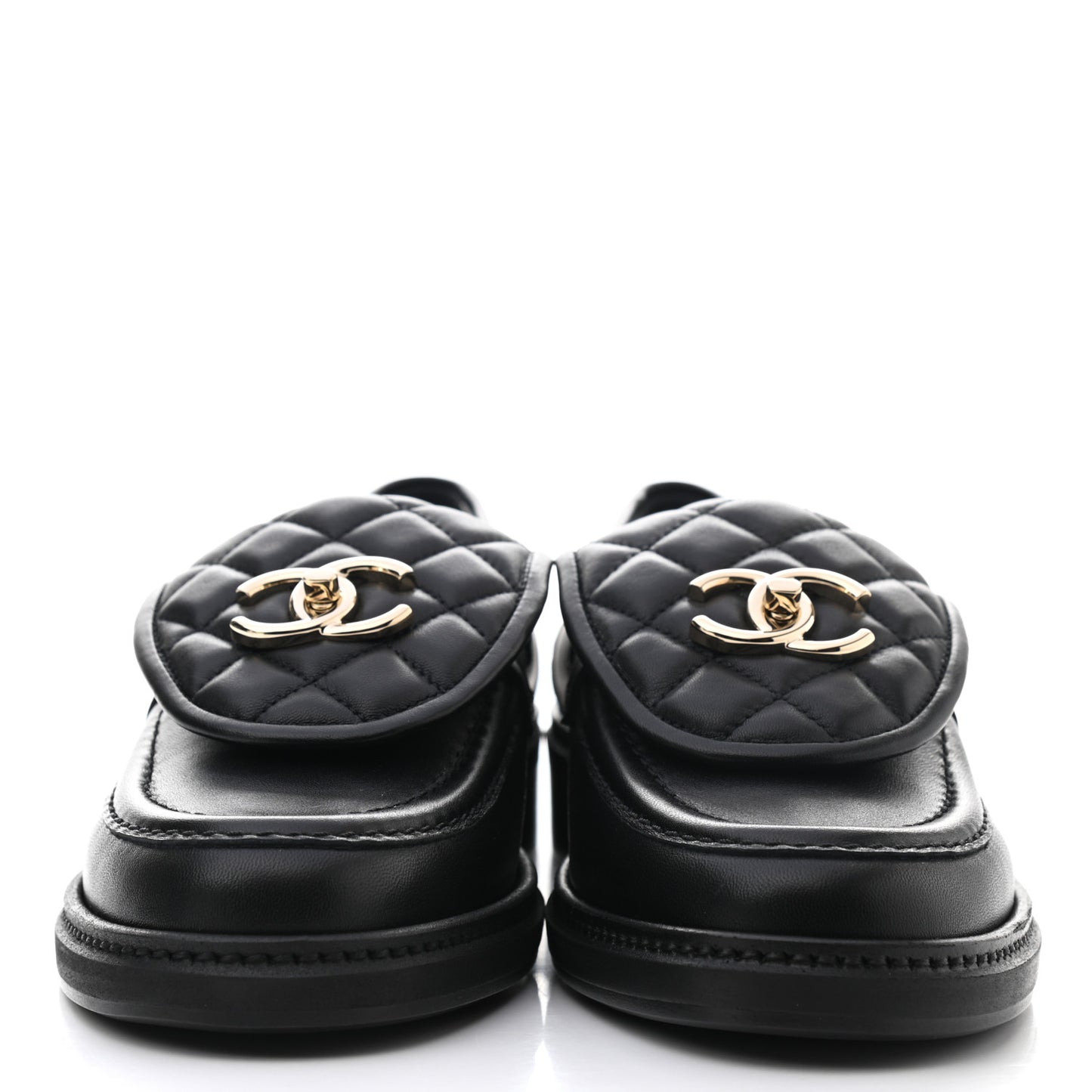 Lambskin Quilted CC Turnlock Loafers 37 Black
