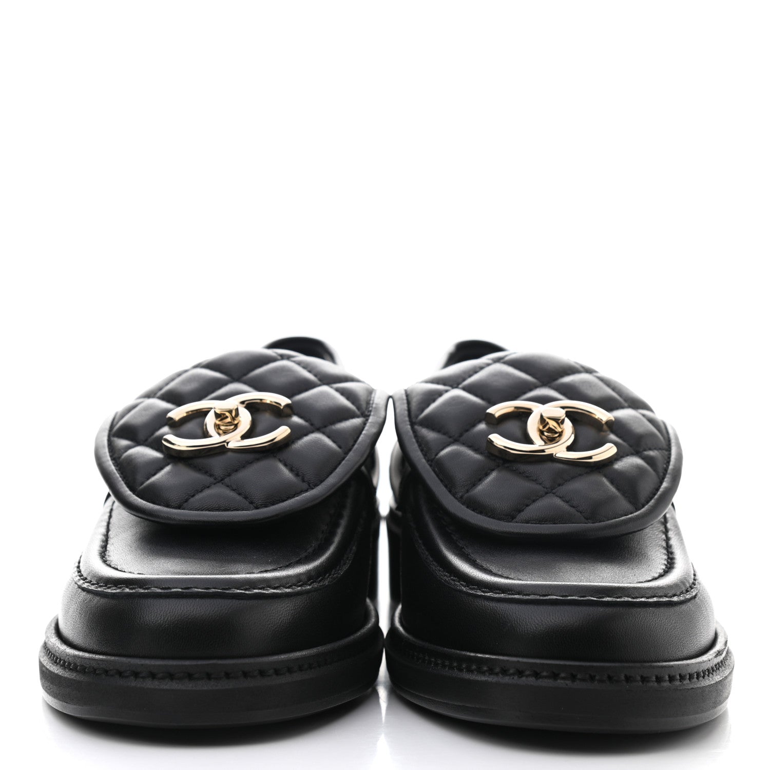 Chanel Lambskin Quilted CC Turnlock Loafers 37 Black 2 of 9