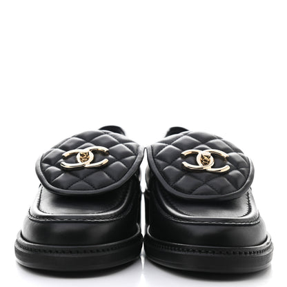 Chanel Lambskin Quilted CC Turnlock Loafers 37 Black 2 of 9
