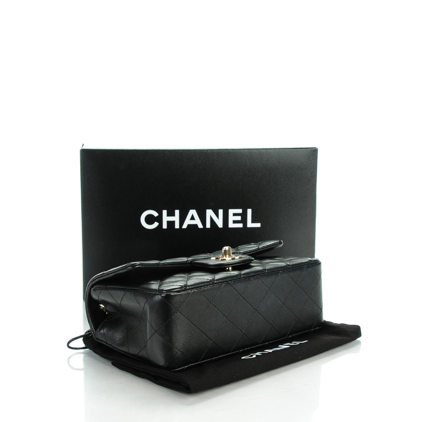 Lambskin Quilted Mini Rectangular Flap Black