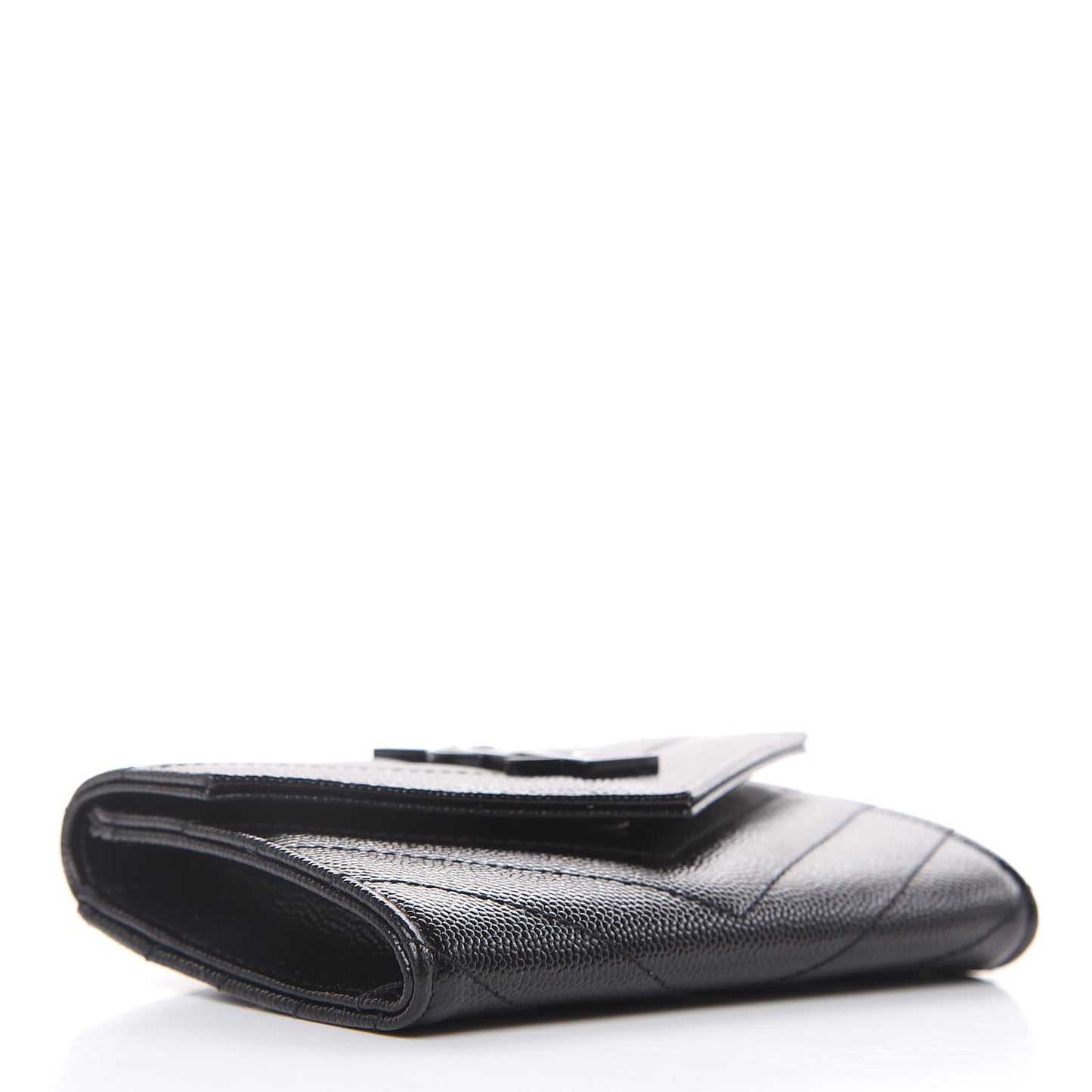 Grain De Poudre Matelasse Chevron Small Monogram Envelope Wallet Black