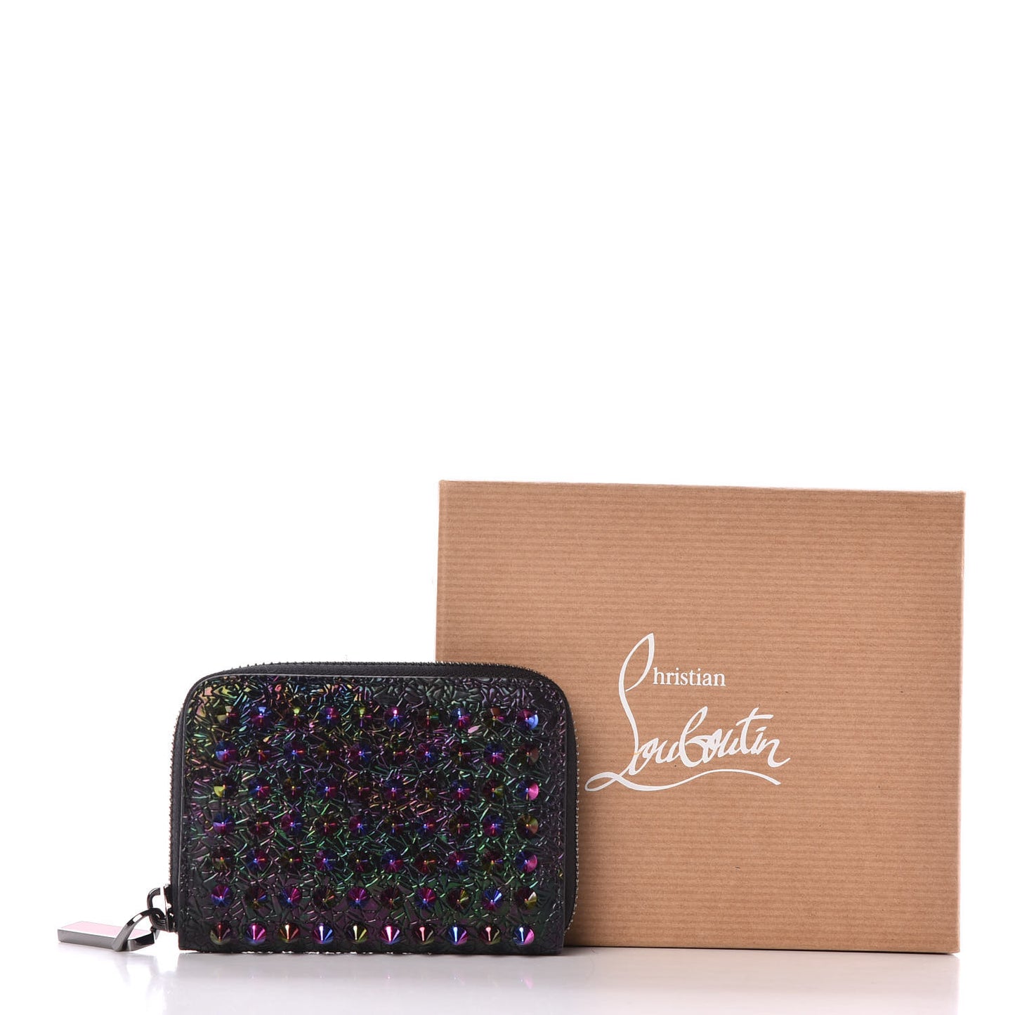 Metallic Panettone Patent Spikes Coin Purse Black Multicolor Metal