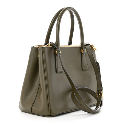 Prada Saffiano Small Galleria Double Zip Tote Militare 3 of 13