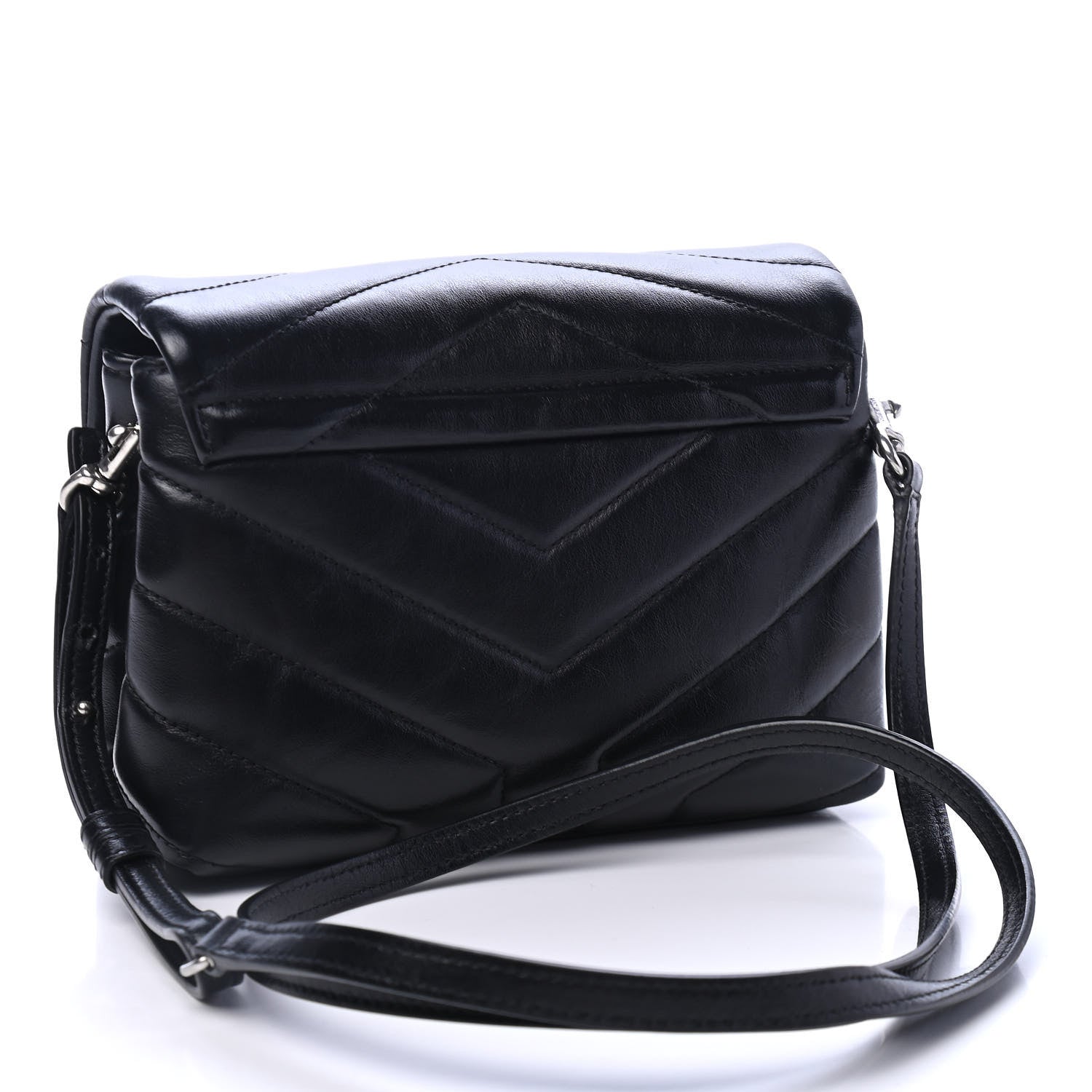 Saint Laurent Lambskin Quilted Toy Loulou Monogram Chain Satchel Black 2 of 4