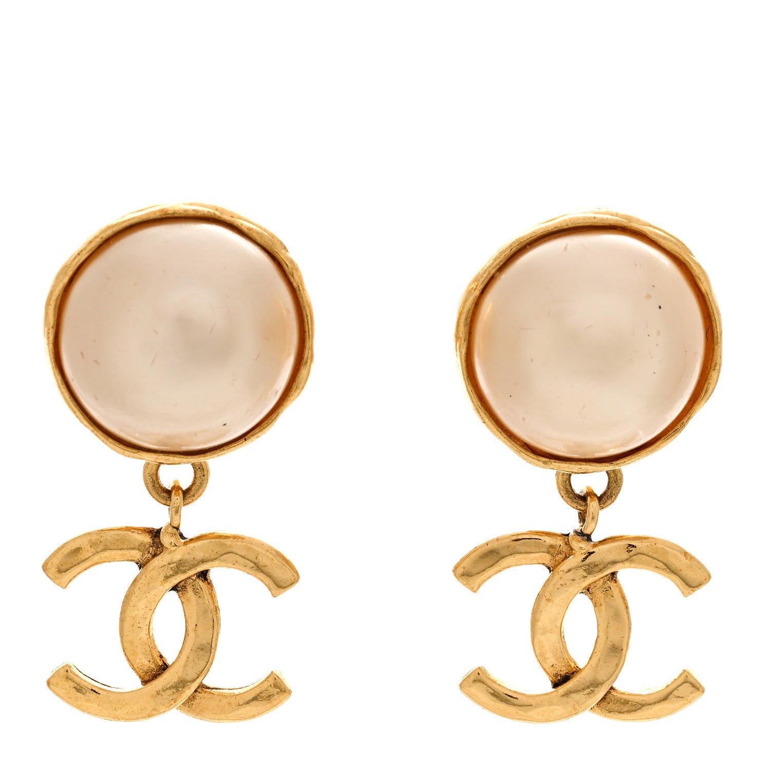 Chanel Pearl CC Dangle Clip On Earrings Gold 1 of 4