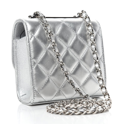 Chanel Metallic Lambskin Quilted Mini Trendy CC Chain Wallet Silver 3 of 10
