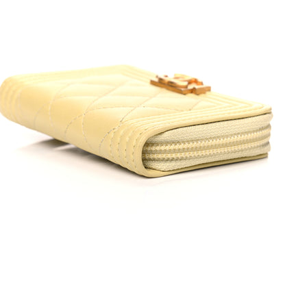 Chanel Lambskin Quilted Zip Around Boy Coin Purse Wallet Yellow 6 of 6