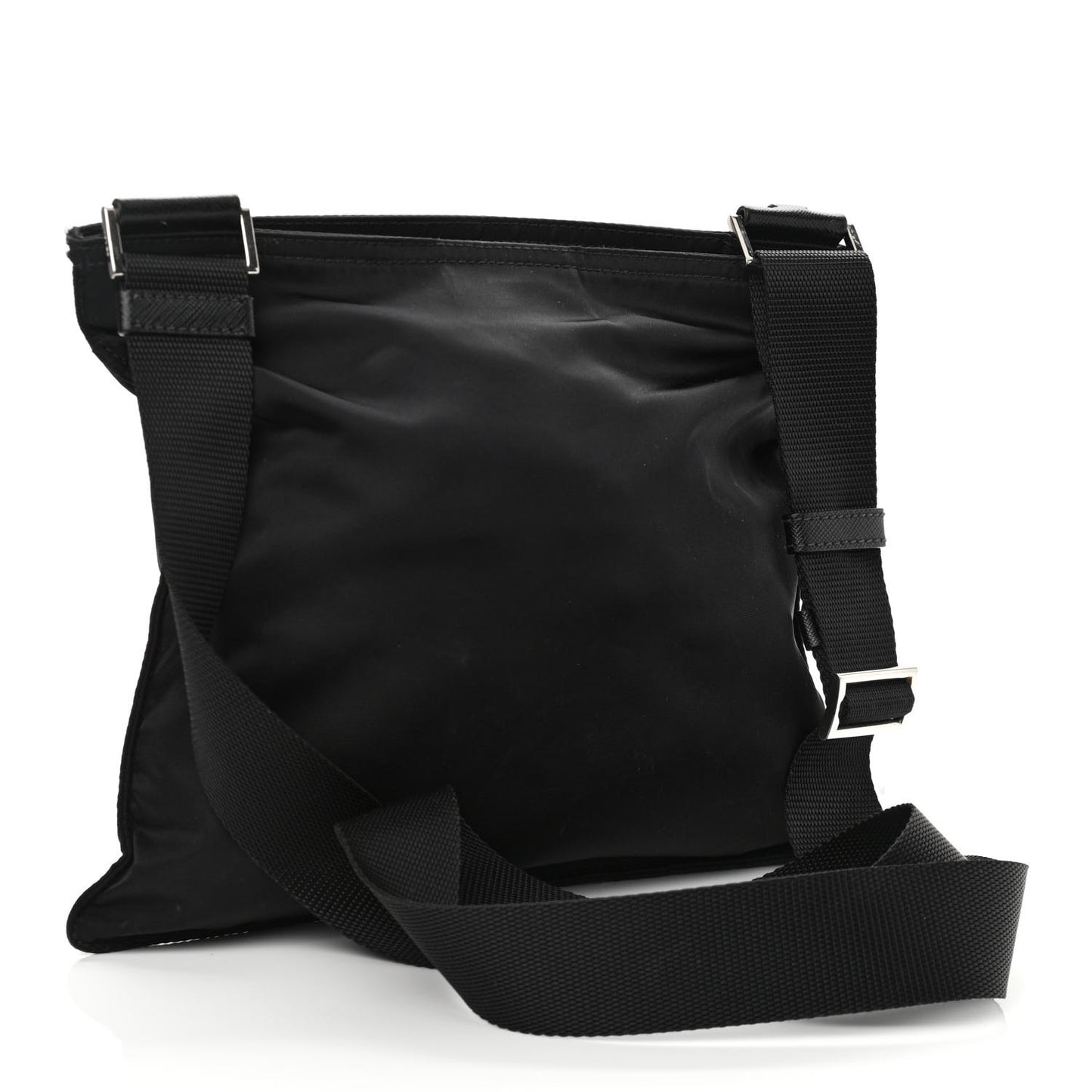 Tessuto Nylon Saffiano Flat Messenger Bag Black