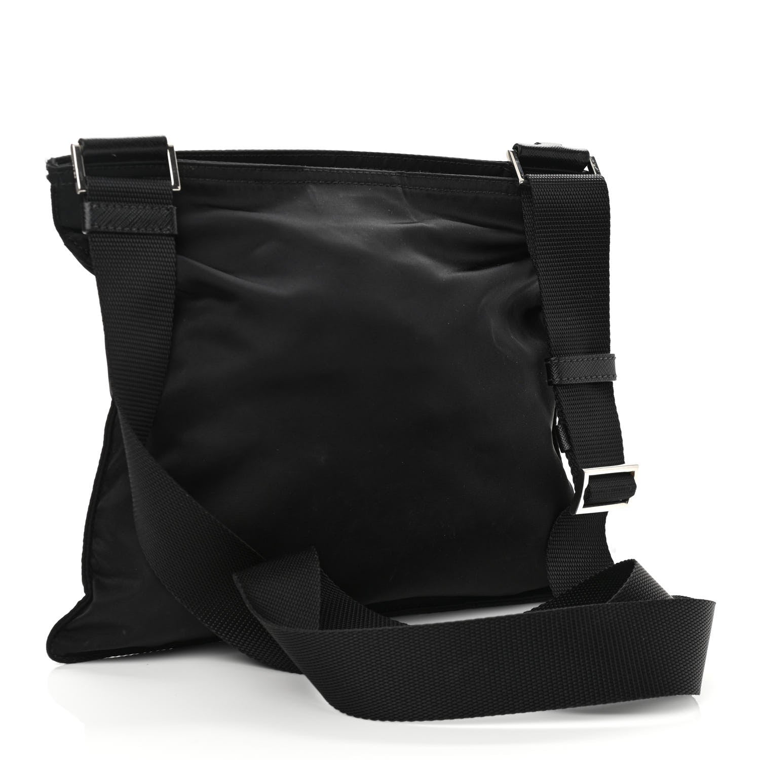 Prada Tessuto Nylon Saffiano Flat Messenger Bag Black 3 of 10