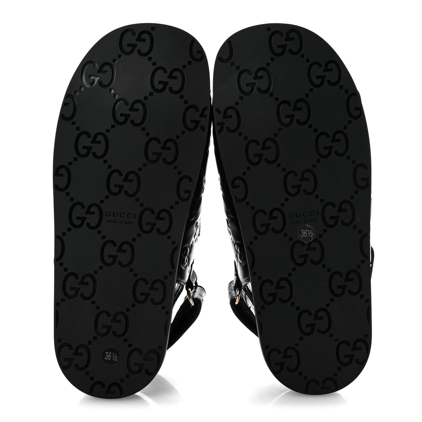 Guccissima GG Embossed Womens Sandals 36.5 Black