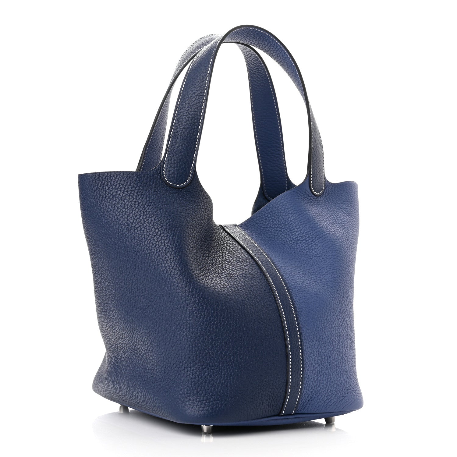 Hermes Taurillon Clemence Casaque Picotin Lock 22 MM Bleu Saphir Bleu Brighton 3 of 10