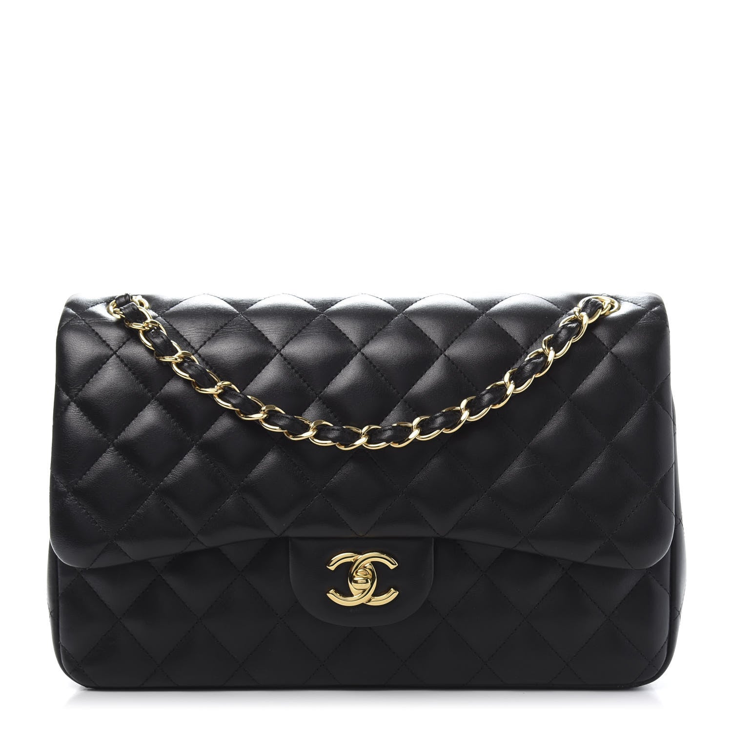 Chanel Lambskin Quilted Jumbo Double Flap Black 1 of 14