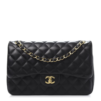 Chanel Lambskin Quilted Jumbo Double Flap Black 1 of 14