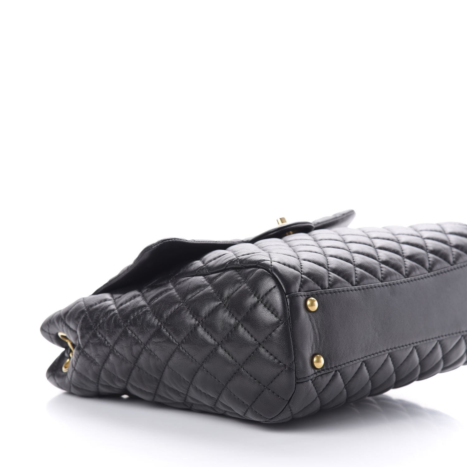 Chanel Lambskin Quilted Large Fluffy CC Shopping Tote Black 6 of 11