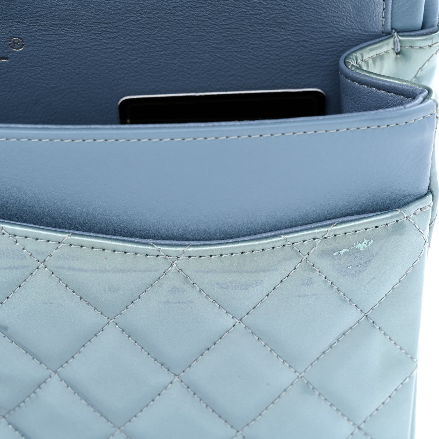 Chanel Patent Calfskin Quilted Medium Double Flap Turquoise 11 of 14