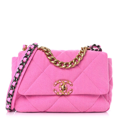 Chanel Denim Quilted Medium Chanel 19 Flap Neon Pink 1 of 9