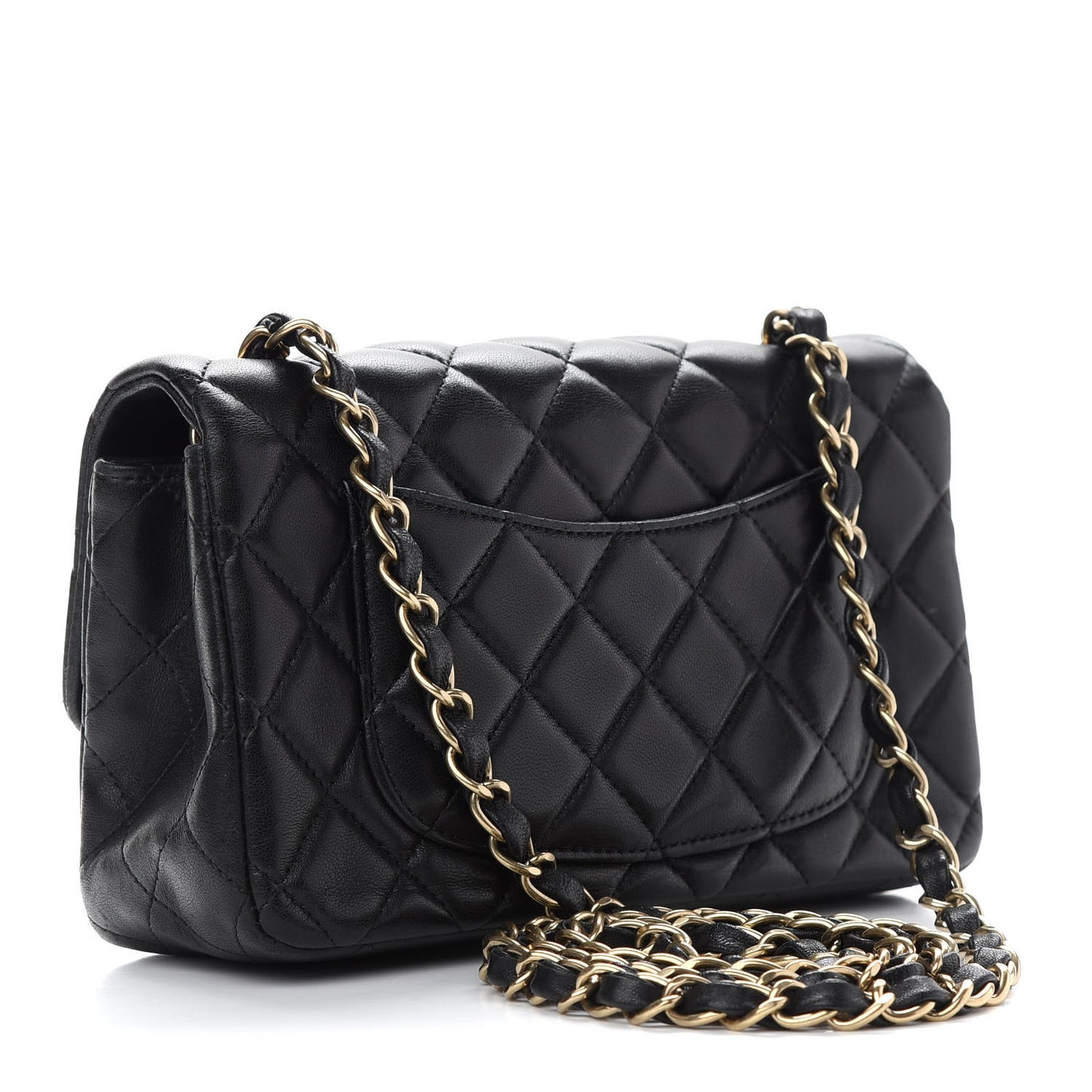 Lambskin Quilted Mini Rectangular Flap Black