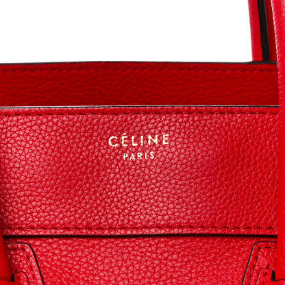 Celine Drummed Calfskin Mini Luggage Coquelicot 8 of 12