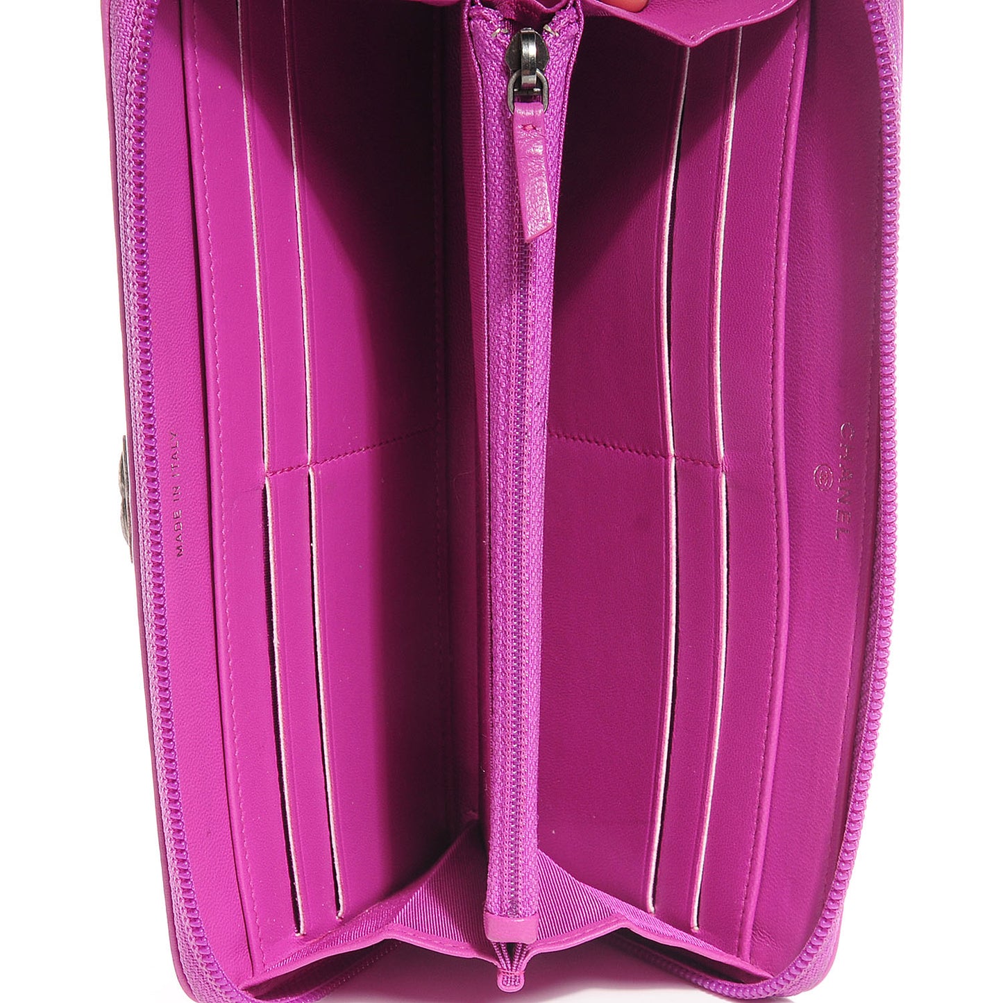 Lambskin Quilted Boy Zip Wallet Fuchsia