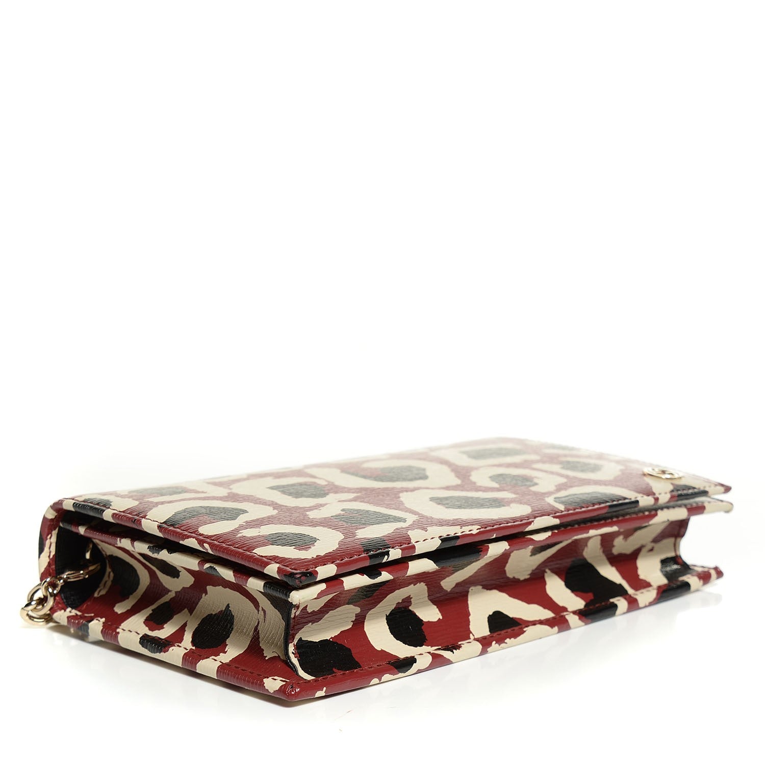 Gucci Patent Leopard Print Betty Chain Wallet Brick Red Black 3 of 6