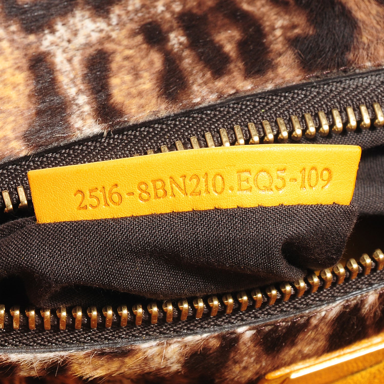 Fendi Vitello Saddle Calf Hair Leopard Print Large Peekaboo Iconic Satchel Ocra 8 of 22