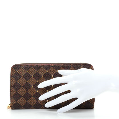 Louis Vuitton Damier Ebene Studded Zippy Wallet Cherry 2 of 7