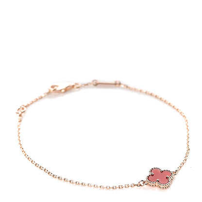 Van Cleef & Arpels 18K Rose Gold Carnelian Sweet Alhambra Bracelet 1 of 6