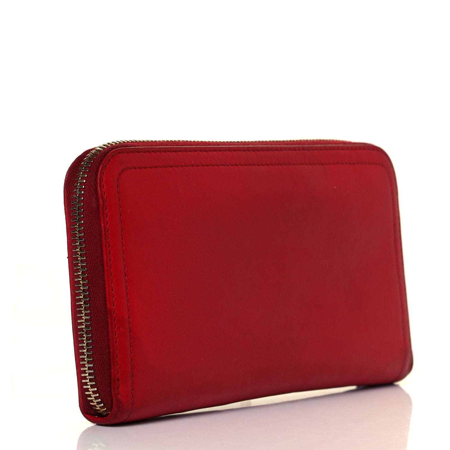 Prada Vitello Daino Metal Zip Around Wallet Rosso 3 of 16