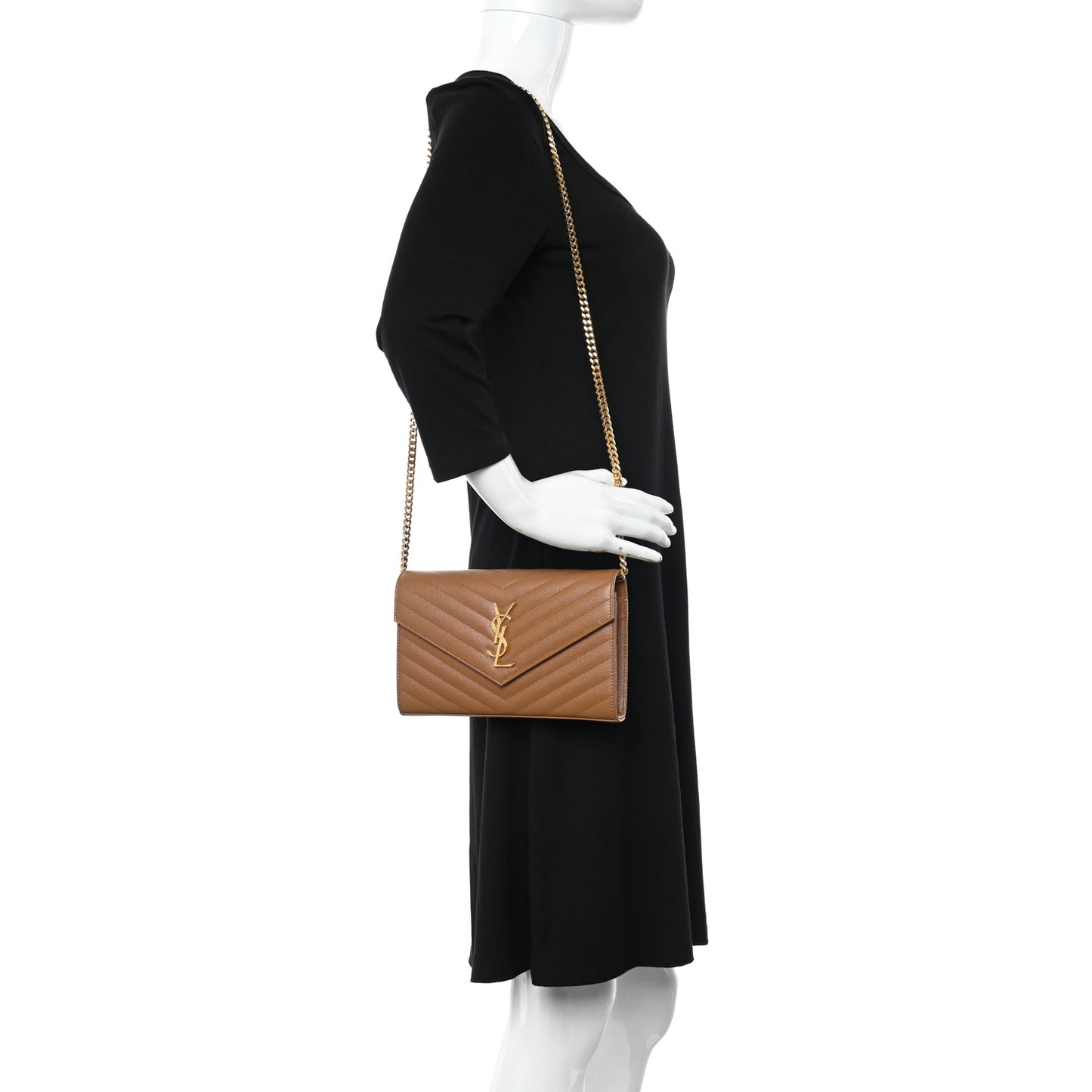 Grain De Poudre Matelasse Chevron Cassandre Chain Wallet Cork