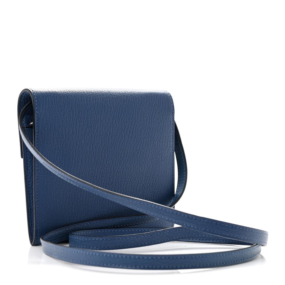 Hermes Chevre Mysore Enamel Mini Cinhetic Wallet  Bleu Brighton 4 of 12